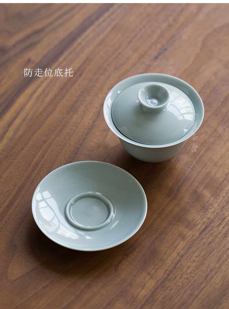 Jingdezhen plant ash glaze ceramic tureen single tea cup only three cups of kung fu tea bowl cover large bowl