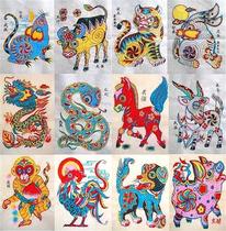 Wuqiang New Year Pictures Woodblock New Year Pictures Twelve Zodiac Signs Complete Set of 12 Gift Collection National Gifts Intangible Cultural Heritage
