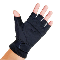 Outdoor black microfiber leather half-finger inner gloves tactical cycling sports fitness training protective wear-resistant single leather gloves