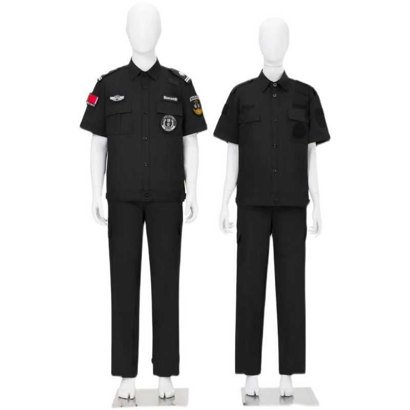 Twill 511 black jacket short sleeve set summer men and women security training suit property work clothes duty wear