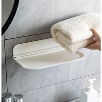 Wall-free wall-mounted storage rack mobile phone storage rack foldable bathroom towel bath towel clothing storage shelf