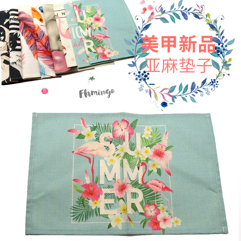 日系美甲工具手枕垫子桌垫布艺植物火列鸟小清新用品可折叠水洗垫