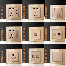 Tempered glass 5-hole panel household charging with ubs national standard five-hole socket computer three-hole mesh plug-in concealed 86 type