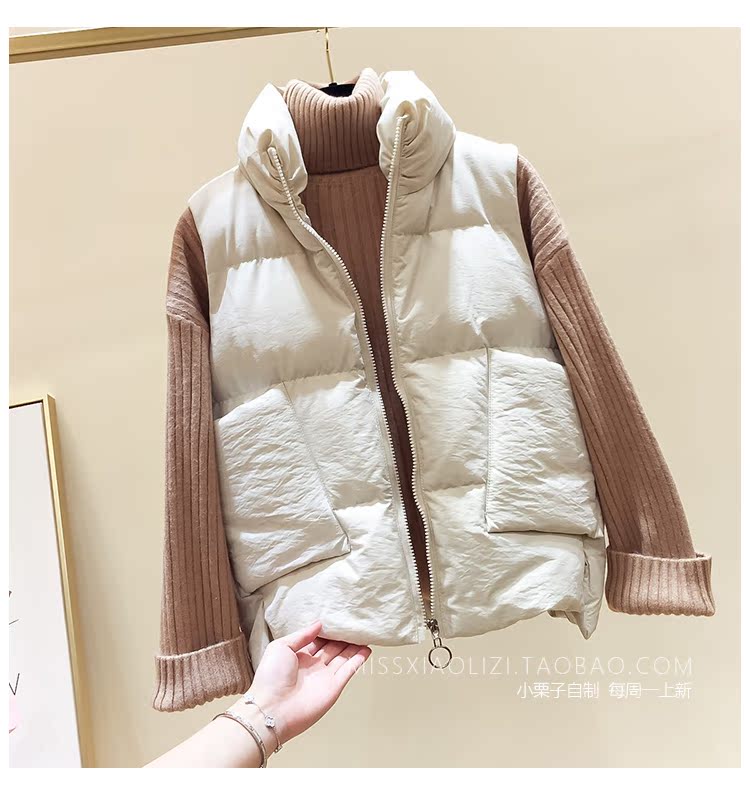 2018 mới Hàn Quốc lỏng lẻo cổ áo rộng túi lớn khóa kéo khóa cotton dày ấm áp vest nữ mùa đông bộ vest nữ hàn quốc