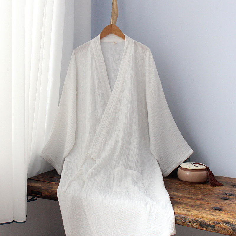 Chinese Style Pure White Hanfu Inner Robe Loungewear Pajamas Top Nightgown Zen Clothing Tea Art Ancient Style Pure Cotton