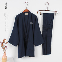 Japanese cotton embroidery kimono spring and summer thin home clothes mens pajamas leisure home underwear