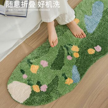 Narrow long carpet special-shaped bedside blanket long green soft non-slip high-end bedroom bay window dressing room living room