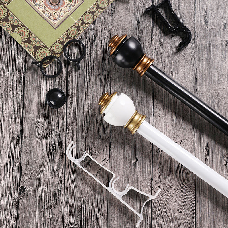 Light luxury wood grain headdress thickened aluminum alloy nano silent curtain rod Nordic wind simple Roman rod single rod double rod