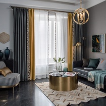 Nordic modern simple light luxury popular color color splicing color high-end velvet bedroom living room bay window blackout curtain