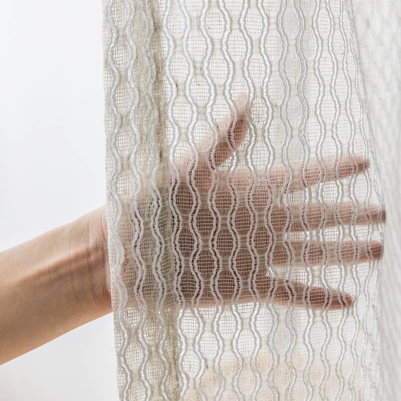 Com-fit cotton linen woven muscular yarn curtain Nordic light lavish light lavish light and light pervious person's living room bedroom floating window floor window