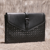 Mens bag handbag with leather weaving handbag mens 2022 new tide cover casual hands to hold the mans bag