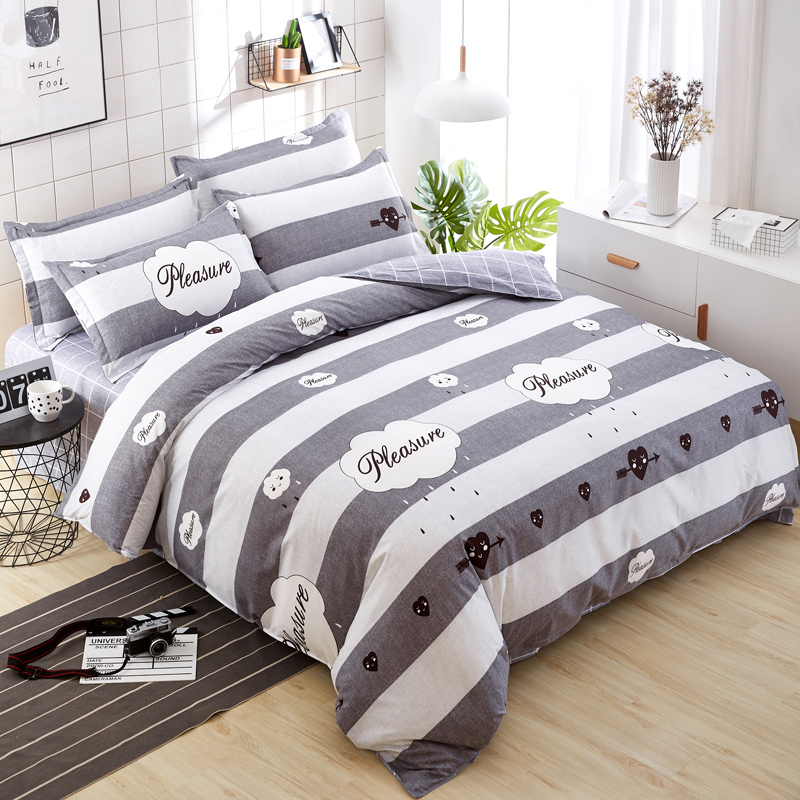 Bốn mảnh lưới đỏ chà nhám trái tim cô gái hai ký túc xá ba giường đơn giường đơn chăn ga gối đệm nam bộ chăn ga gối đẹp