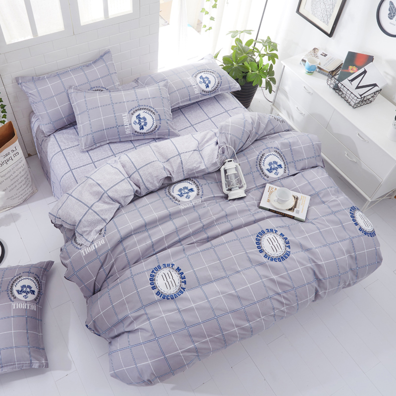 Bốn mảnh lưới đỏ chà nhám trái tim cô gái hai ký túc xá ba giường đơn giường đơn chăn ga gối đệm nam bộ chăn ga gối đẹp