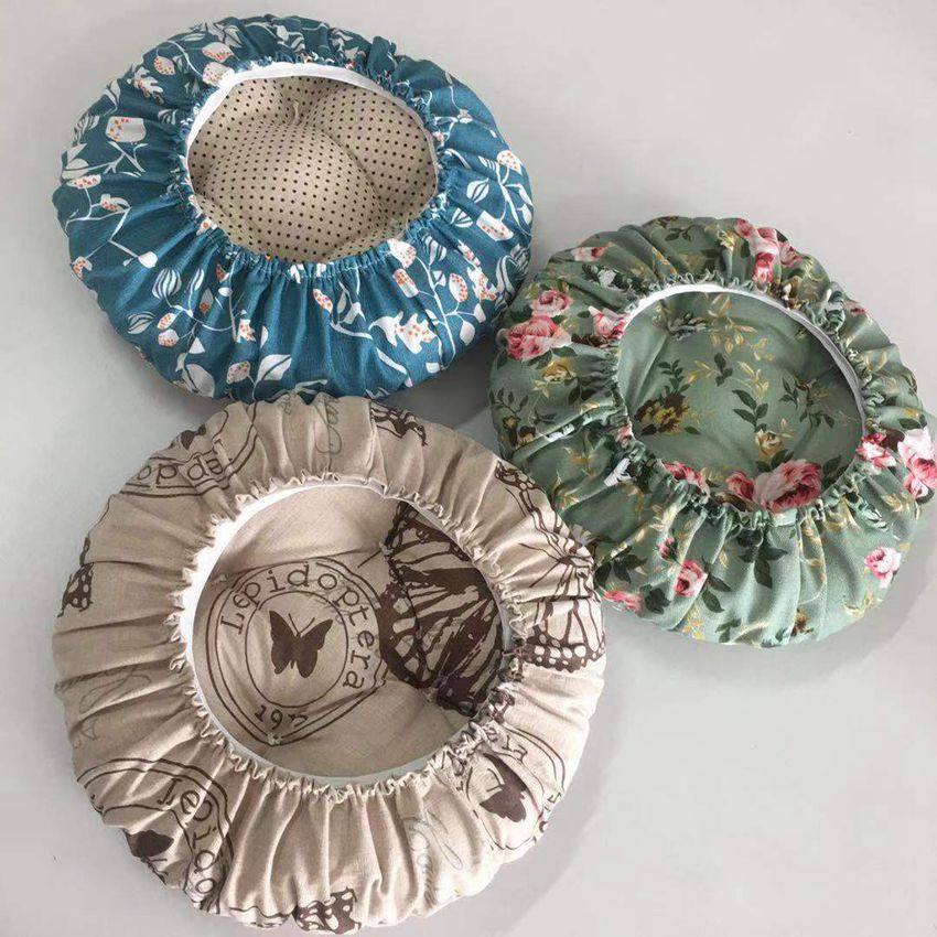 Coarse cotton canvas print round thin ball thickened bubble pad round bench cushion round seat cushion can be customized with binding