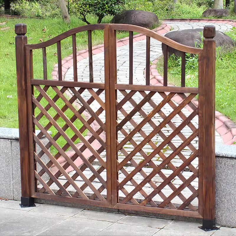 Fence Gate Outdoor Courtyard Anti-Corrosion Wooden Door Gardening Double Door Garden Fence Archway Vegetable Garden Yard Door Wooden Fence