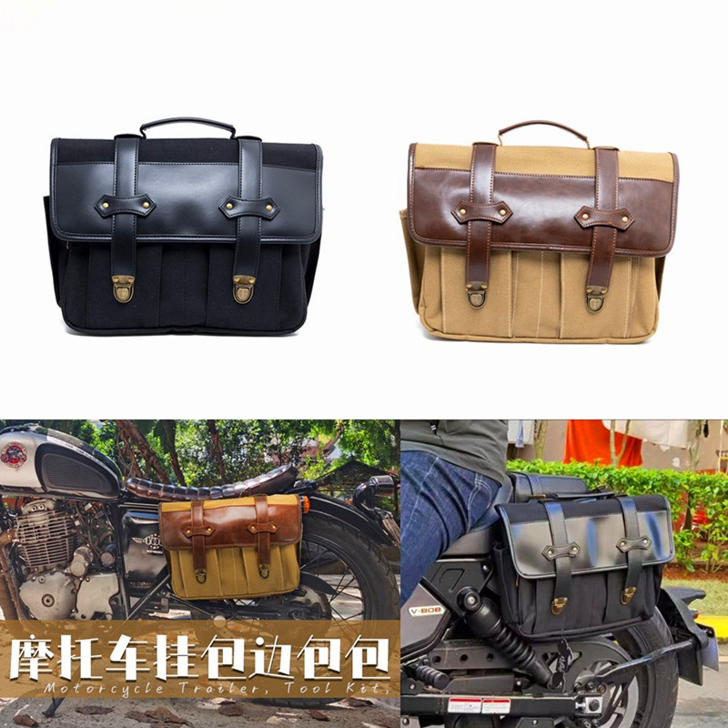Running to Wollastonite 300 Golden Gira 300 Retro Motorcycle Retrofit Backseat Side Bag Canvas Hanging Bags Covered Waterproof-Taobao