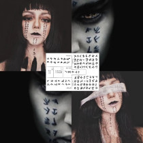 2 Halloween mummy female face symbol text horror COS scar tattoo sticker waterproof and realistic