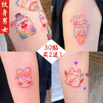  Color line tattoo stickers Fudge bear rabbit bow stars cute English waterproof soft sister tattoo stickers