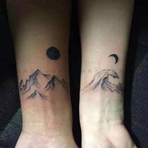 Fruit juice herbs Sun Moon Mountain River couple tattoo stickers waterproof men and women National Wind Net red hipster lasting simulation