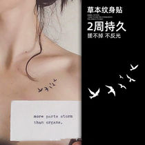 Plant tattoo stickers Juice herbal swallow trend clavicle tattoo stickers Waterproof lasting female stickers