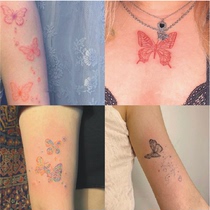  7 butterfly ins wind tattoo stickers small fresh dark wind girl heart waterproof realistic long-lasting arm color black and white