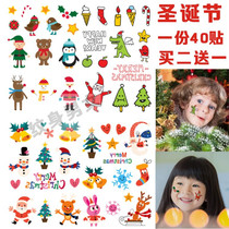  Christmas tattoo stickers Santa Claus childrens tattoo stickers Christmas tree Elk cartoon tattoo stickers waterproof and environmental protection