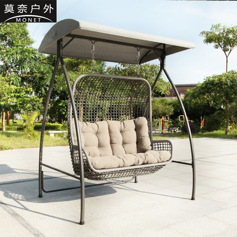 Courtyard Outdoor Double Bird Nest of Outdoor Double Bird Nest Vine-made Garden Hanging Basket Waterproofing Folk and Leisure Brief Yosun terrace rocking chair