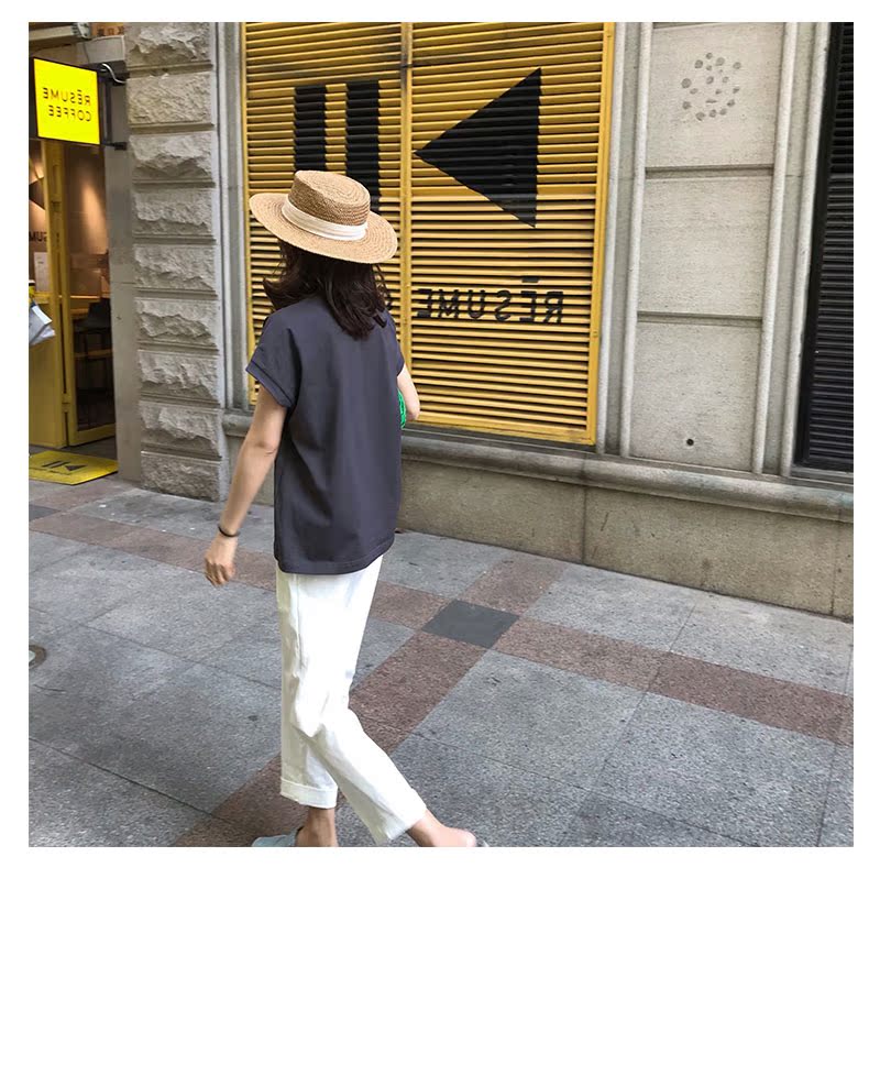 Quần bà bầu mùa xuân và mùa hè mỏng mặc thời trang trắng đen cotton và vải lanh Quần bà bầu mùa hè quần ống rộng quần đáy quần - Phụ nữ mang thai quần / quần bụng quần bầu ngắn