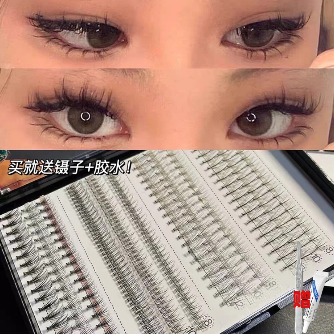 Story sense Asian girls sectional grafting false eyelash oversize mixed with thick curly and small devil to send glue