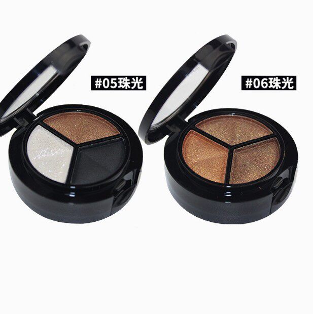 Multi-color micro-flash pearlescent three-color eyeshadow beginner Gold brown coffee earth color eyeshadow tray Portable matte girl series