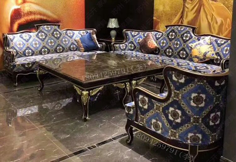 European-style KTV sofa combination fabric card seat high-end hotel club box sofa tea table villa karaoke furniture