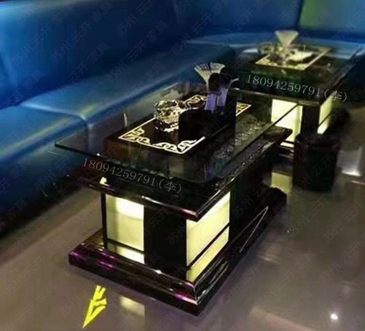 KTV coffee table luminous European-style club bar mass-selling bar table tempered glass stainless steel coffee table table