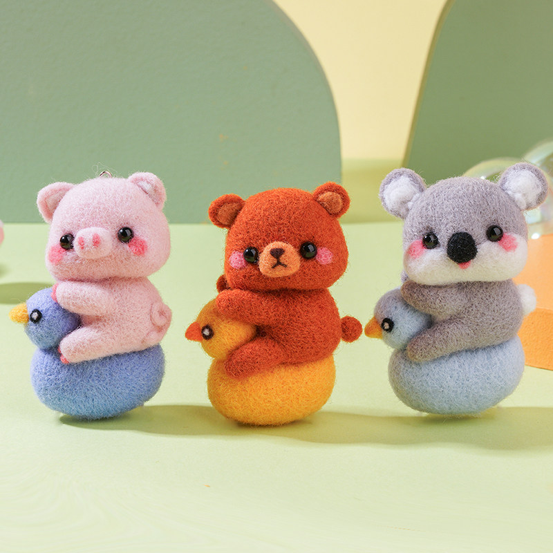 Riding Pleasure Cartoon Doll Homemade Couple Gift Pendulum Pieces Handmade DIY Materials Bag Goat Felt Wool Felt