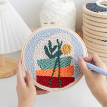 Russian stamp embroidery hand embroidery diy wool painting couple embroidery stamp music stamp show needle material package free frame