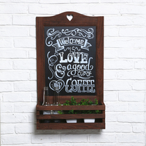 Retro solid wood blackboard wall-mounted restaurant Home creative meter box decoration shelf pastoral commercial billboard