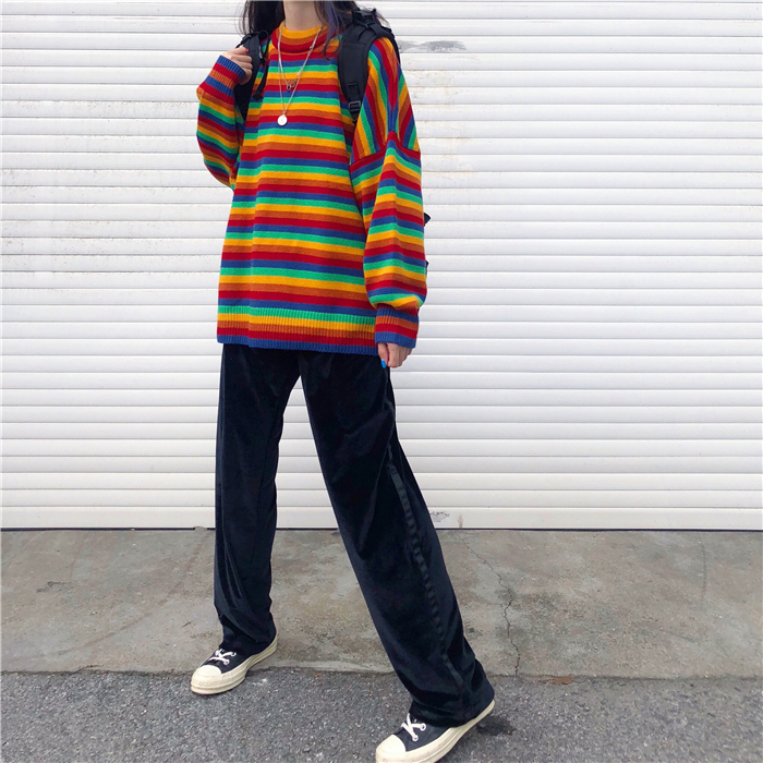 Female Korean Harajuku Hong Kong-flavored Loose Striped Sweater Women's Sweaters Japanese Kawaii Ulzzang Clothing For Women O1CN011oU0hQCRhHGVrVn !!671855227 - Female Korean Harajuku Hong Kong-flavored Loose Striped Sweater Women's Sweaters Japanese Kawaii Ulzzang Clothing For Women