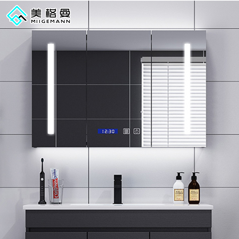 Smart stainless steel mirror cabinet toilet alone with LED light wall-mounted Nordic custom bathroom locker combination
