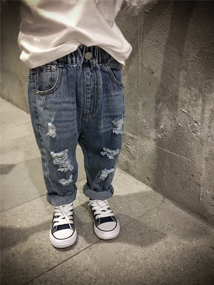 Quần jeans lỗ lửng bé trai và bé gái quần bé 2019 mùa thu quần trẻ em mới - Quần jean cửa hàng quần áo trẻ em