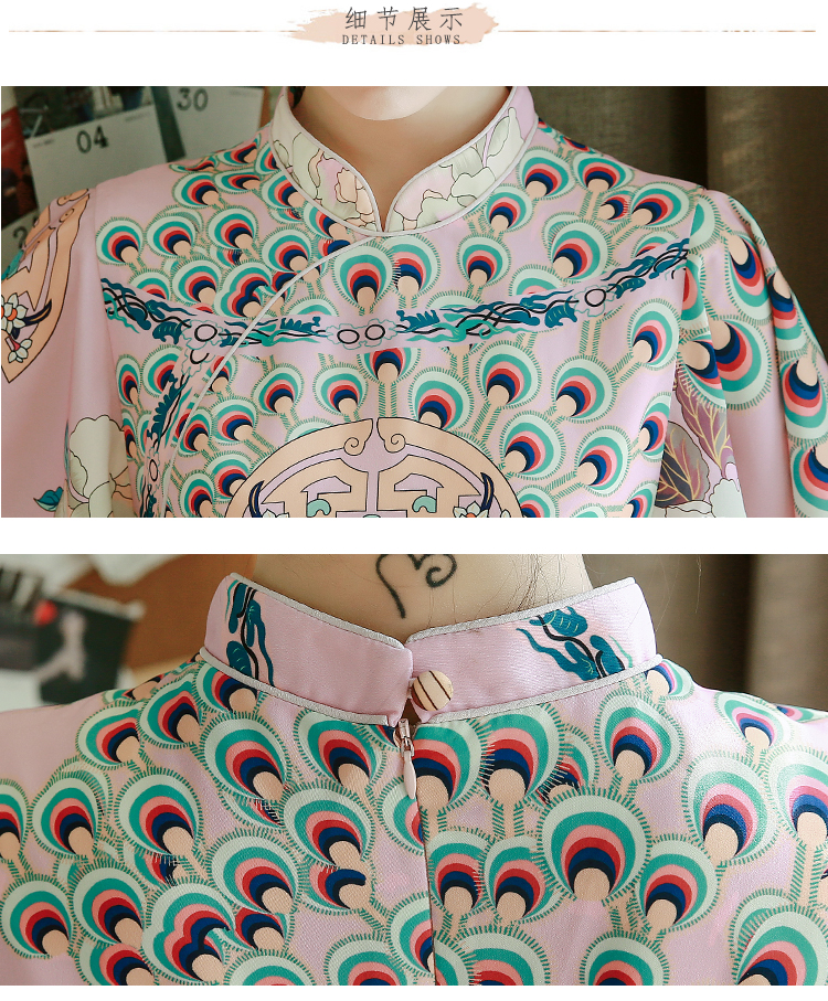 Váy hè mới 2019 cho bà bầu retro size lớn đã được cải tiến phiên bản mỏng của thời trang trẻ trung mẹ con gái kiểu sườn xám Trung Quốc - Áo thai sản áo bầu thu đông
