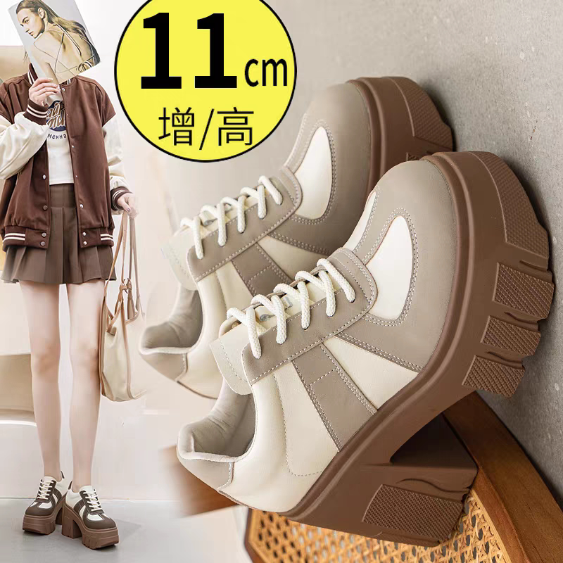 Short People Can Increase Their Height with 11cm Ultra-High Heel Chunky Leather Shoes for Women, Genuine Leather, Thick Sole, Waterproof Platform, Lace-Up Spring Shoes Short People Can Increase Their Height with 11cm Ultra-High Heel Chunky Leather Shoes for Women, Genuine Leather, Thick Sole, Waterproof Platform, Lace-Up Spring Shoes