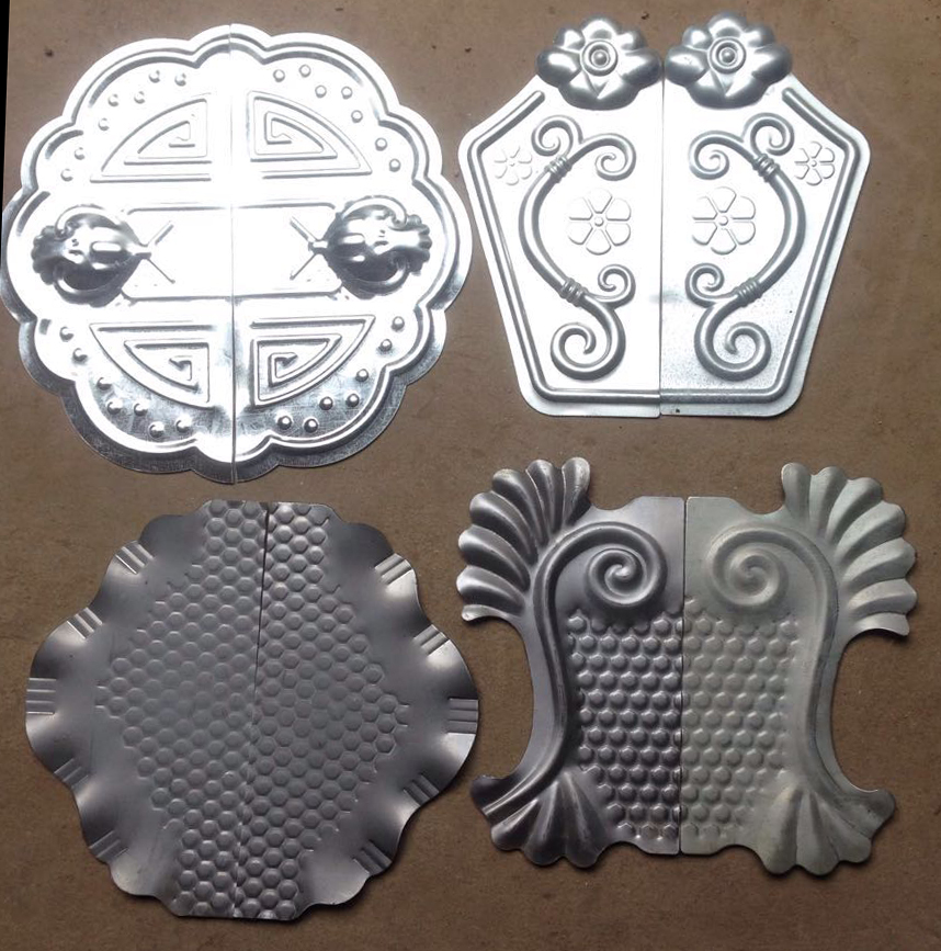Lock plate Wrought iron gate lock plate Wrought iron accessories Stamping lock plate Cold punching lock plate flower plate Door plate Wrought iron accessories material