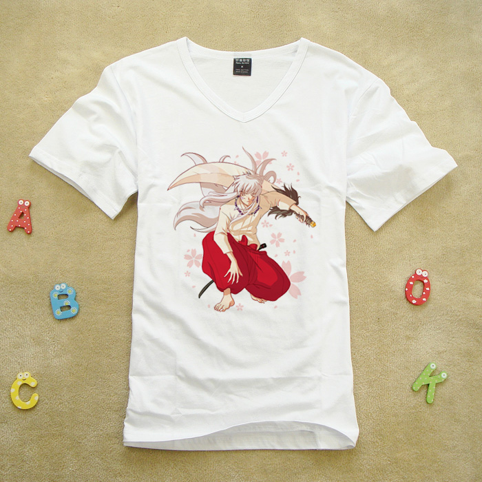Inuyasha nhân vật hoạt hình dễ thương in anime xung quanh quần áo Sundial Gewei hoa đồng nghiệp áo thun cotton ngắn tay những hình dán cute