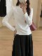 Double-sided brushed thickened warm long-sleeved T-shirt for women in autumn and winter slim-fitting half turtleneck bottoming shirt outer wear fleece top