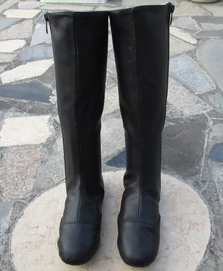 2018 genuine leather long tube dance shoes jazz boots Tibetan high tube dance boots performance boots zipper jazz dance boots