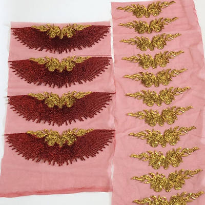 Black, red and gold sequined mesh embroidery cloth applique dance dress dress dress dress applique flower decoration patch accessories hand-sewn DIY