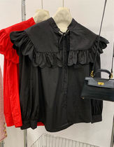 2022 Spring new design Sensation Reduction Age Blouse Lotus Leaf Side Petals Dolls Collar Shirts Women Bubble Sleeveless Tide