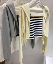 Waffle Hoodie Sweatshirt 2022 Spring Blouse Design Sensation with cap Weater woman Short Loose Casual Zip Shirt