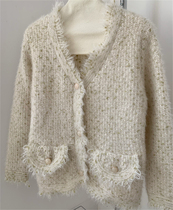 2022 spring new gentleness almond-coloured small balsamic knitwear womens fluor short sweaters jacket loose