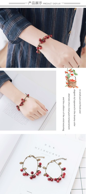 Garnet Vòng Đeo Tay của Phụ Nữ Hàn Quốc Phiên Bản Phụ Kiện Hạt Bracelet Pha Lê Cherry Giả Opal Bangle Bracelet Trang Sức