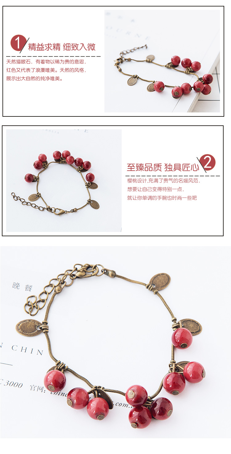 Garnet Vòng Đeo Tay của Phụ Nữ Hàn Quốc Phiên Bản Phụ Kiện Hạt Bracelet Pha Lê Cherry Giả Opal Bangle Bracelet Trang Sức